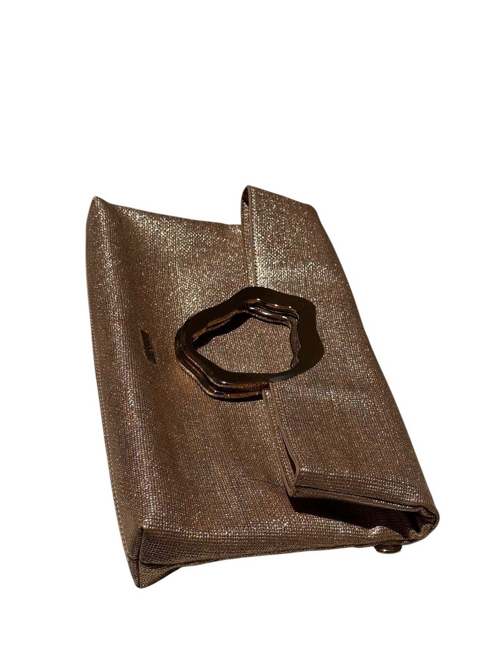 ALDO Gold Metallic Textured Tote Bag with Sculptural Handles NWOT - Picture 7 of 14